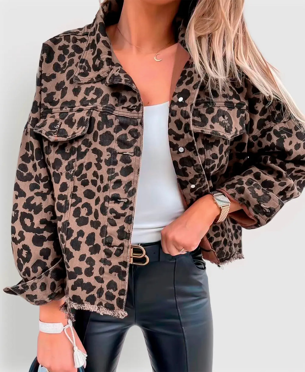 Women's Leopard Print Cotton Jacket – Tailored Statement Layer