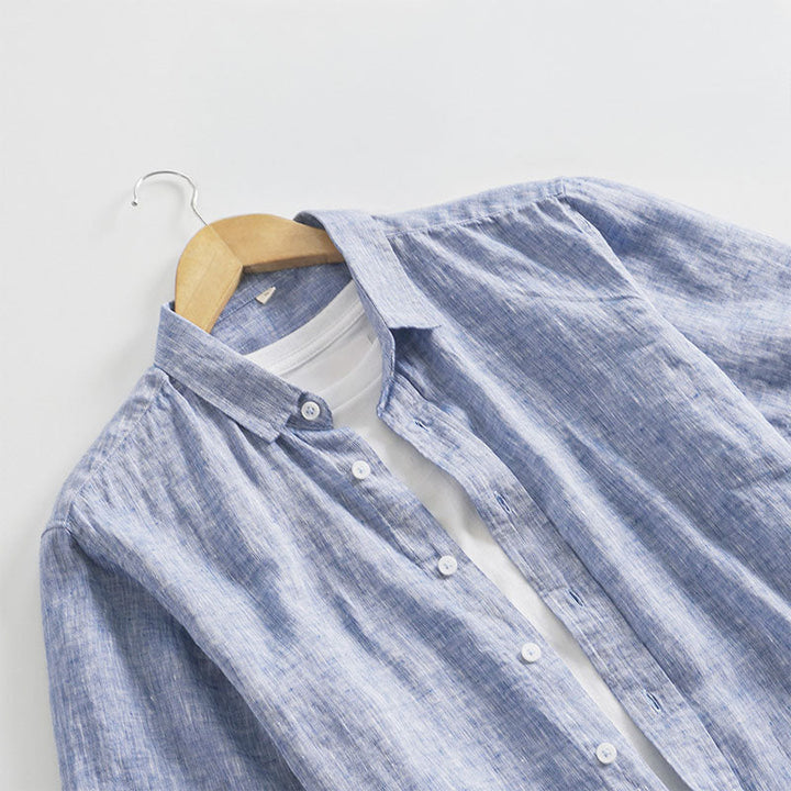 Men's Linen Blend Summer Shirt – Breathable Button-Up Massimo – view 9