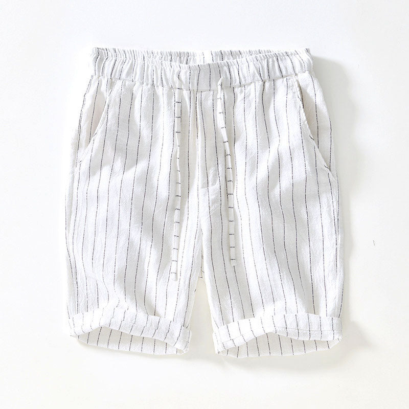 Men's Pinstripe Linen Shorts – Drawstring Coastal Style – view 5