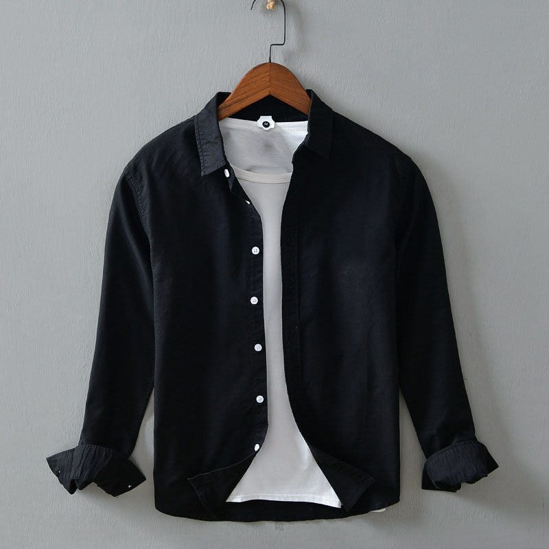 Men's Cotton Shirt – Versatile Button-Front Smart Casual Layer – White