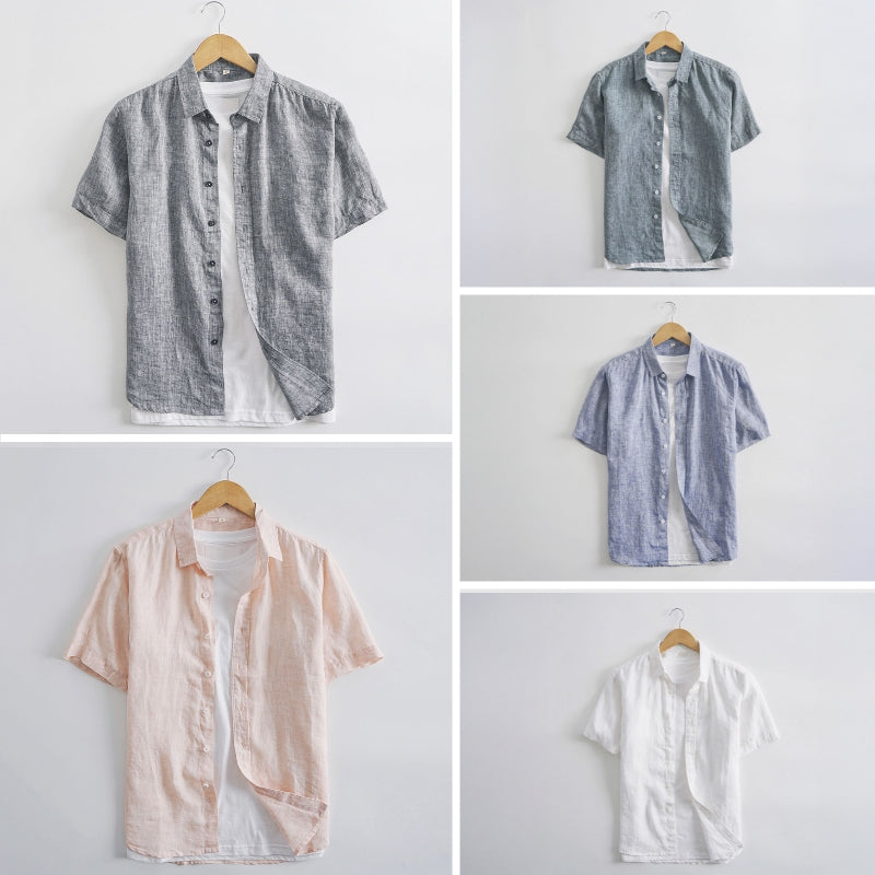 Men's Linen Blend Summer Shirt – Breathable Button-Up Massimo – view 6