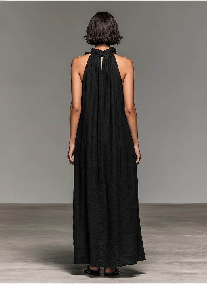 Women's Minimalist Linen-Blend Sleeveless Maxi Dress - Summer