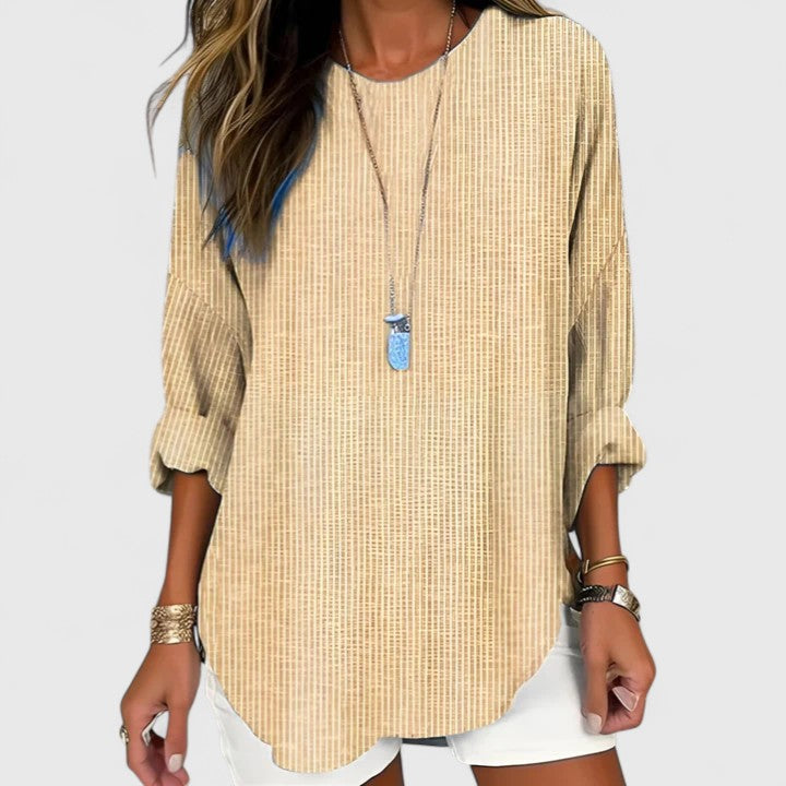 Women's Striped Crew Neck Blouse - Lightweight & Versatile