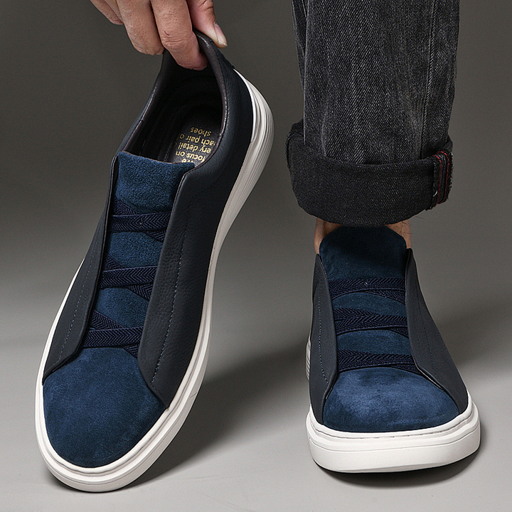 Men's Adriano Leather & Suede Sneakers – Slip-On Trainers – view 6