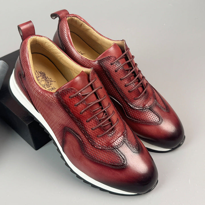 Men's Cowhide Leather Trainers – Woven Court Sneakers – view 7