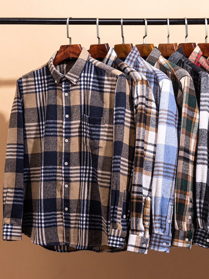 Men's Brushed Cotton Flannel Shirt – Classic Plaid Button-Down – view 7