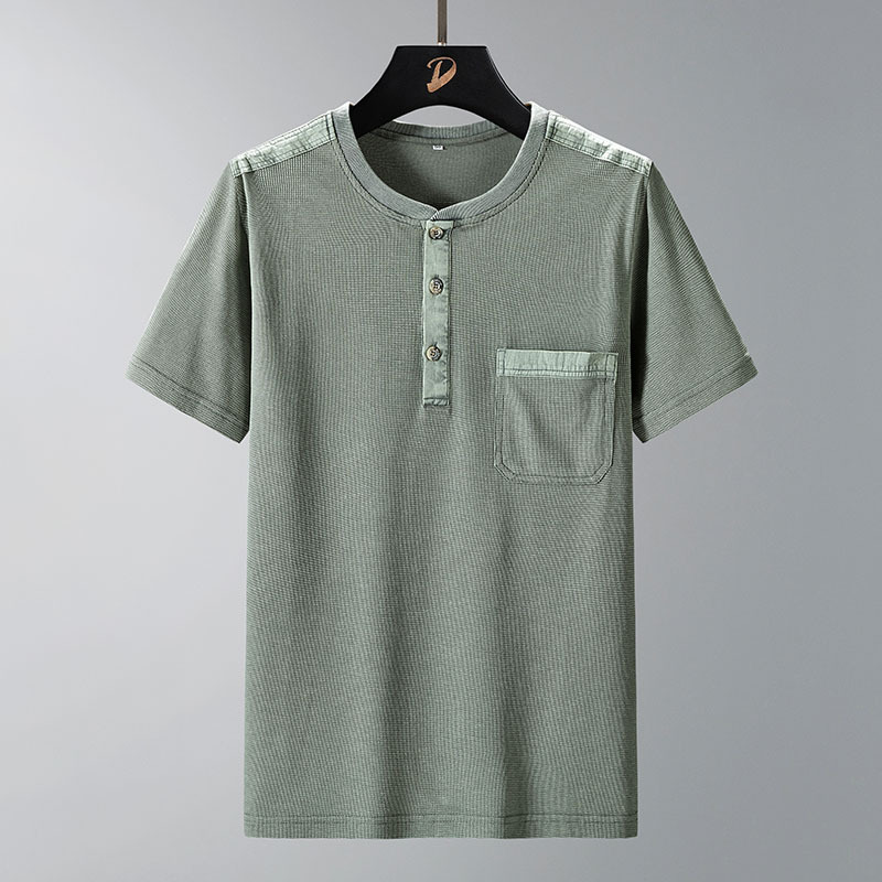 Men's Waffle-Knit Henley Top – Short Sleeve Casual Layer – view 2