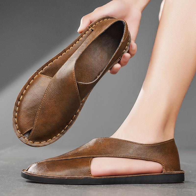 Men's Leather Crossover Sandals – Cushioned Summer Slides – view 7