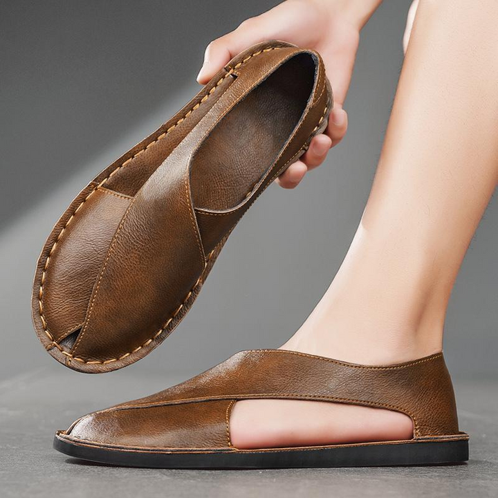 Men's Leather Crossover Sandals – Cushioned Summer Slides – view 7