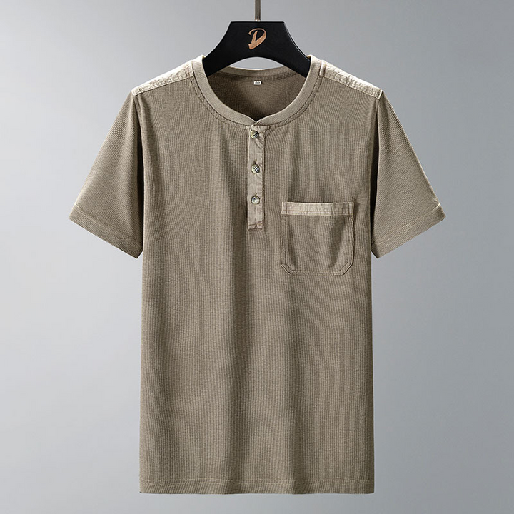 Men's Waffle-Knit Henley Top – Short Sleeve Casual Layer – view 4