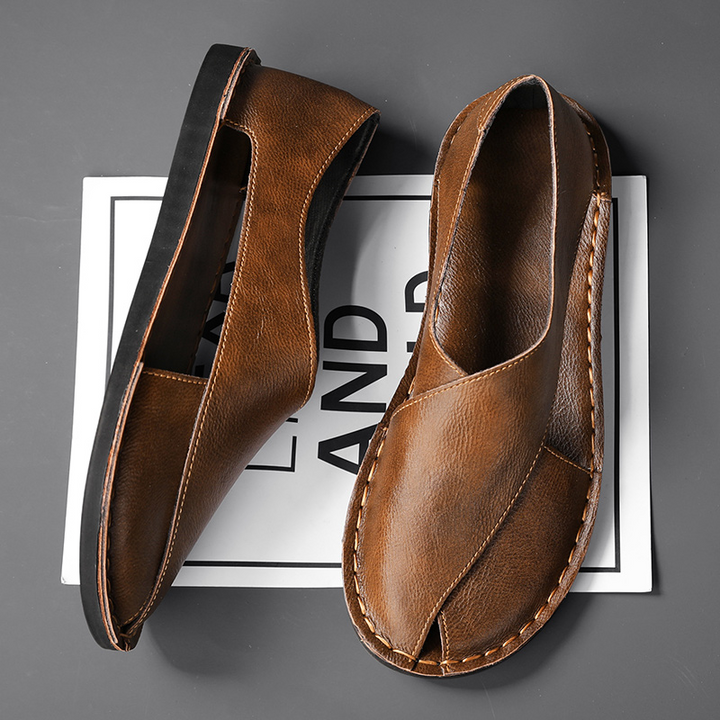 Men's Leather Crossover Sandals – Cushioned Summer Slides – view 4