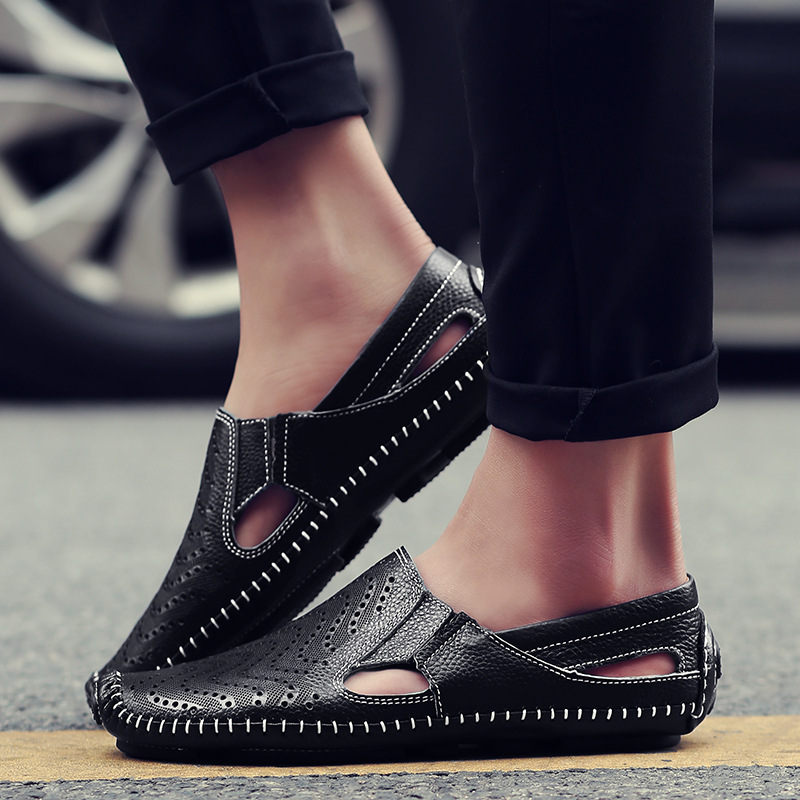 Men's Perforated Leather Driving Sandals – Breathable Summer Pair – view 12