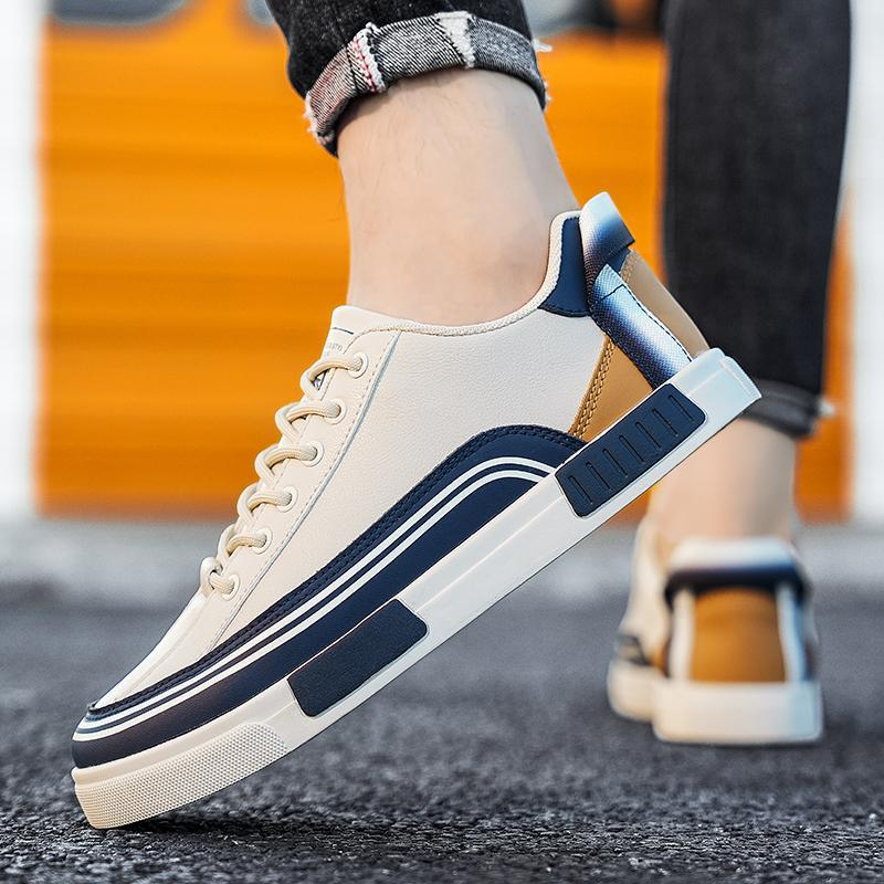 Men's Vegan Leather Trainers – Cushioned Retro Panel Design – view 9