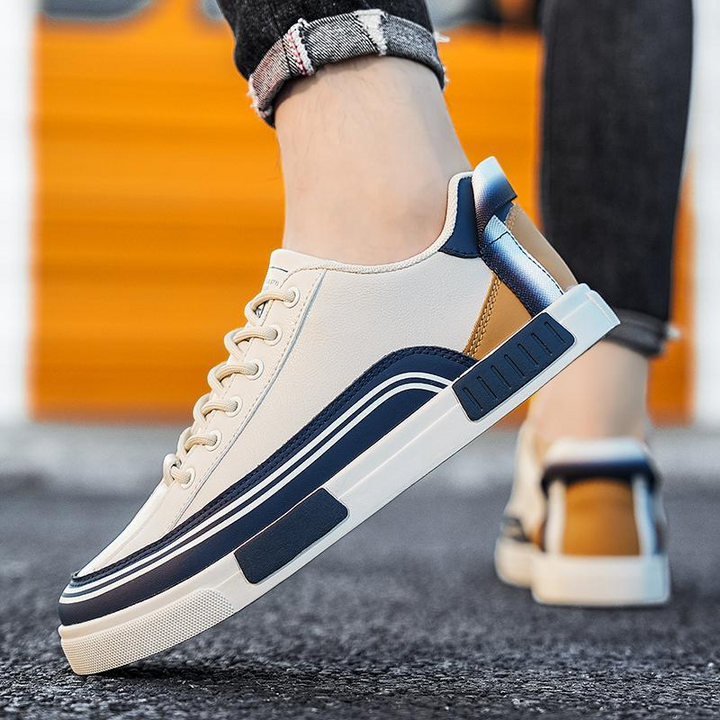 Men's Vegan Leather Trainers – Cushioned Retro Panel Design – view 9