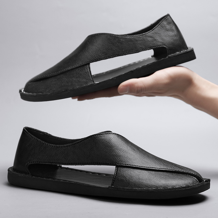 Men's Leather Crossover Sandals – Cushioned Summer Slides – view 9