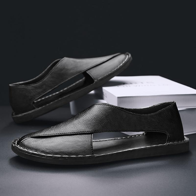 Men's Leather Crossover Sandals – Cushioned Summer Slides – view 10