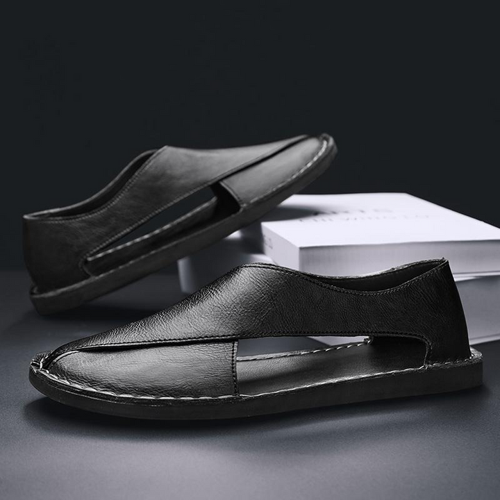 Men's Leather Crossover Sandals – Cushioned Summer Slides – view 10