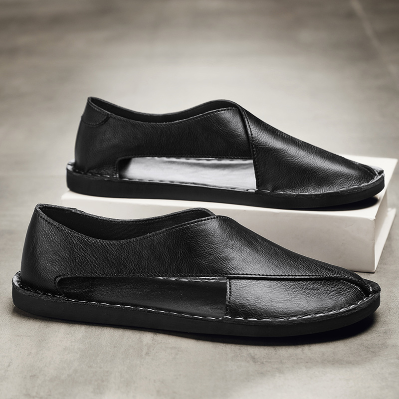 Men's Leather Crossover Sandals – Cushioned Summer Slides – view 11