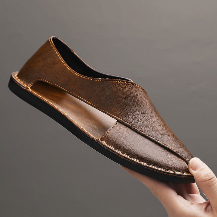 Men's Leather Crossover Sandals – Cushioned Summer Slides – view 5