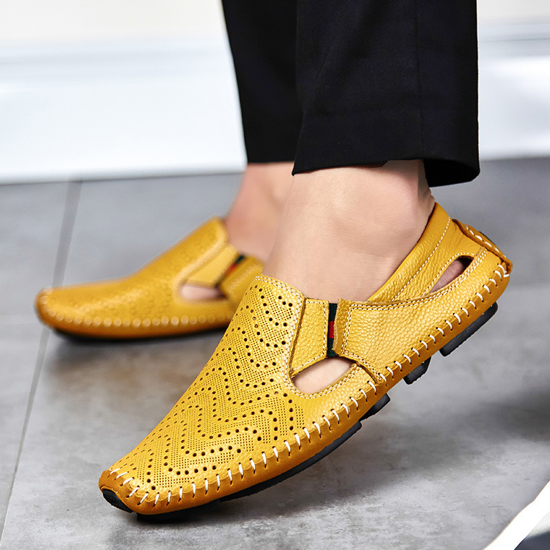 Men's Perforated Leather Driving Sandals – Breathable Summer Pair – view 9