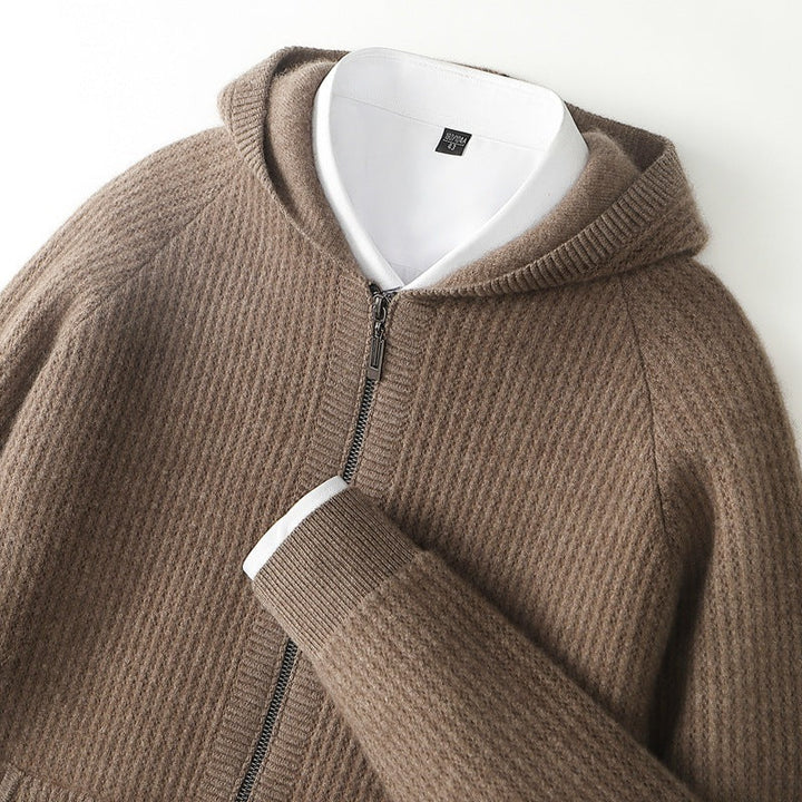 Men's Cashmere Zip-Through Hoodie – Lightweight Luxury Layer
