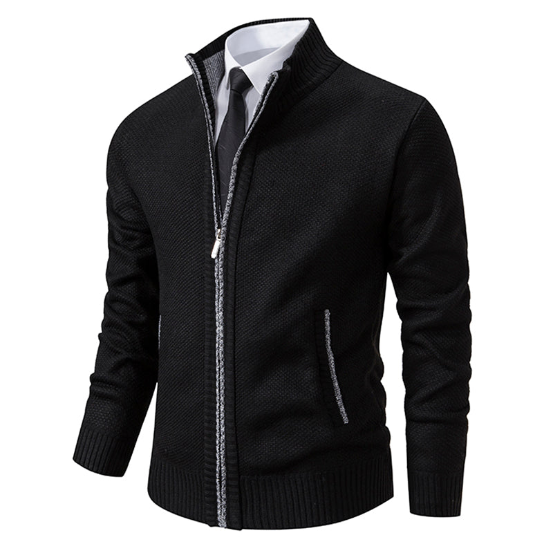 Men's Renzo Cotton-Blend Zip Jumper – Textured Knit Layering – view 2