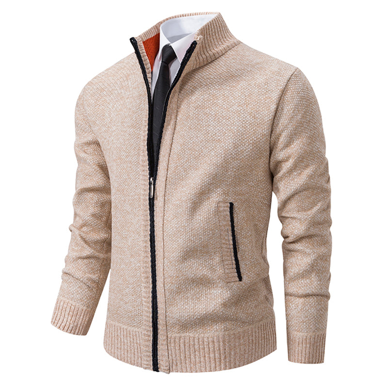 Men's Renzo Cotton-Blend Zip Jumper – Textured Knit Layering – view 3