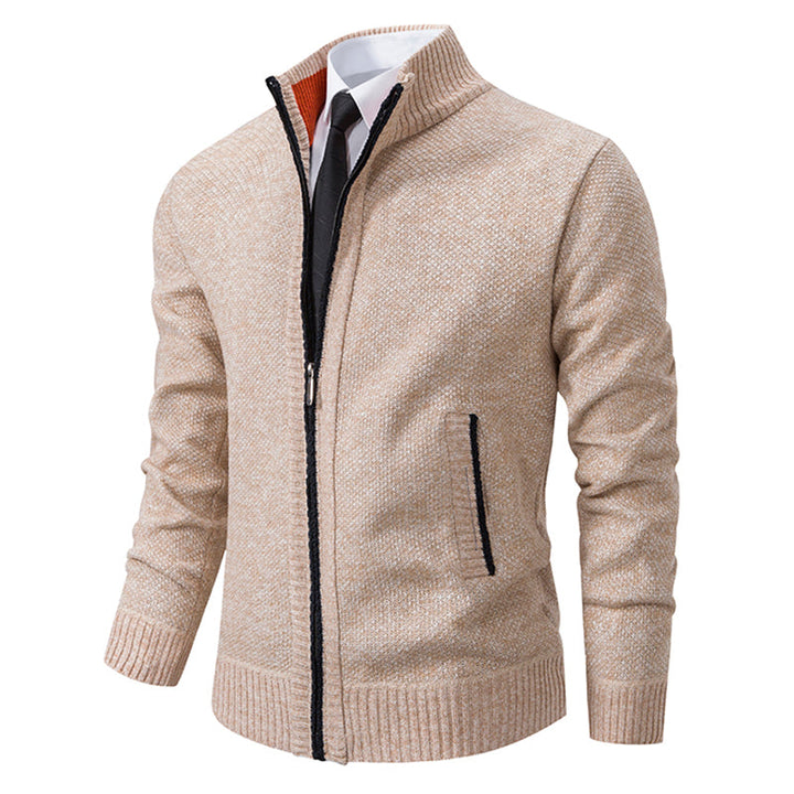 Men's Renzo Cotton-Blend Zip Jumper – Textured Knit Layering – view 3