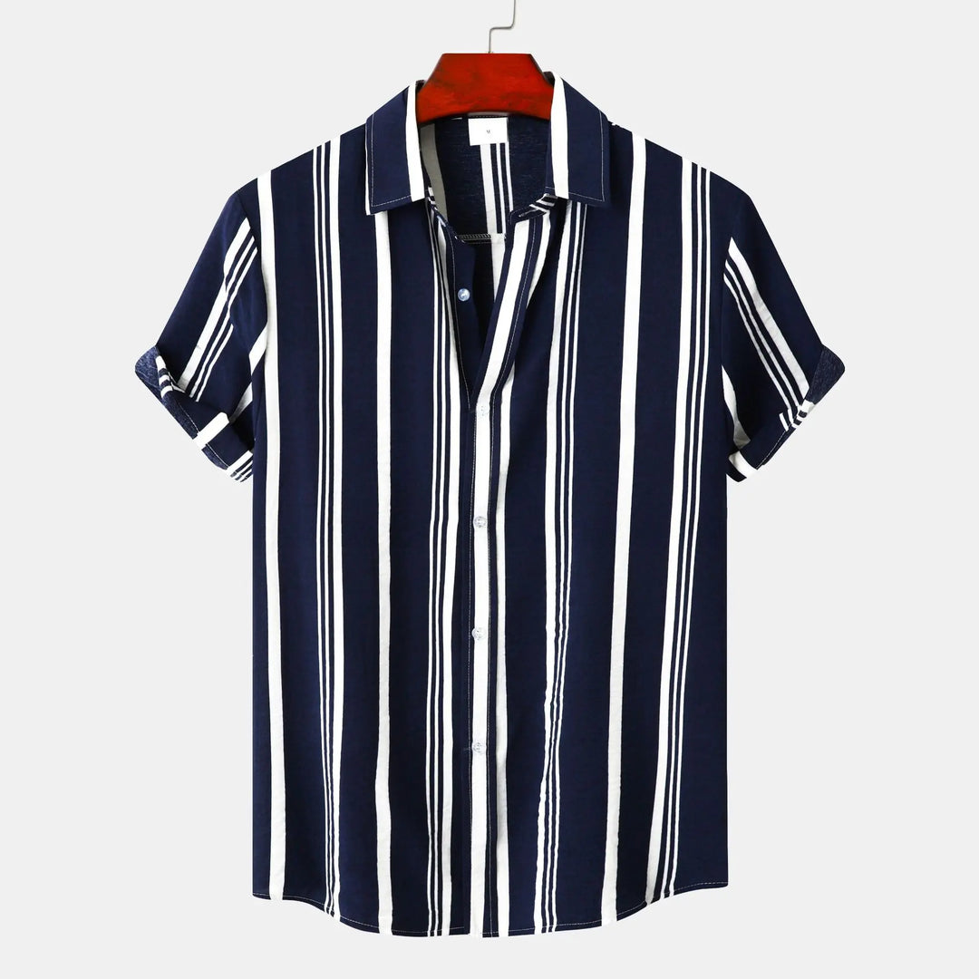 Men's Striped Shirt – Riviera Smart Casual Wardrobe Staple – Navy