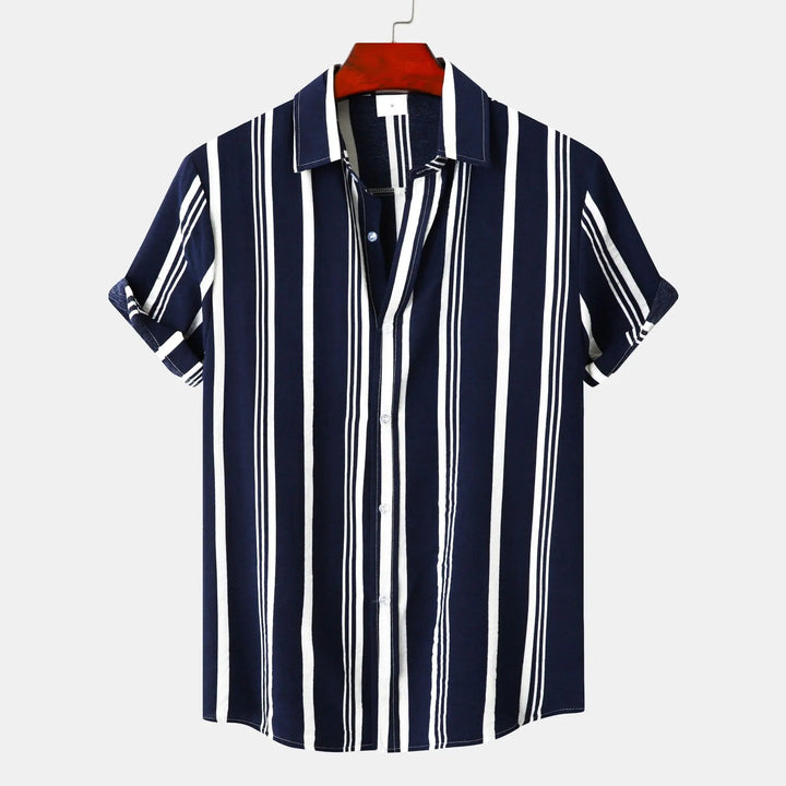 Men's Striped Shirt – Riviera Smart Casual Wardrobe Staple – Navy