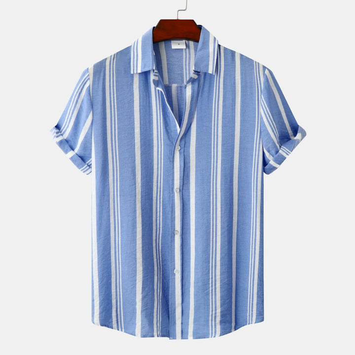 Men's Striped Shirt – Riviera Smart Casual Wardrobe Staple – Sky Blue