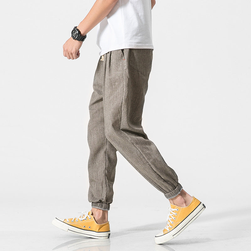 Men's Linen Blend Joggers – Lightweight Tapered Summer Trousers – view 7