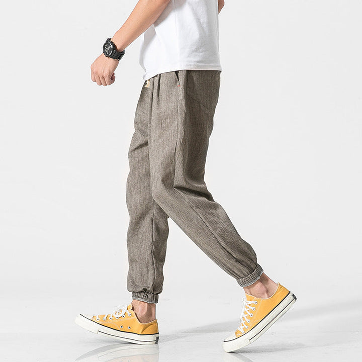 Men's Linen Blend Joggers – Lightweight Tapered Summer Trousers – view 7