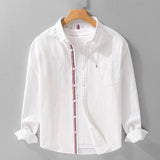 Men's Lightweight Linen Shirt – Striped Placket Detail