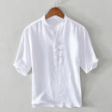 Romeo Men's Linen Shirt – Grandad Collar Summer Essential