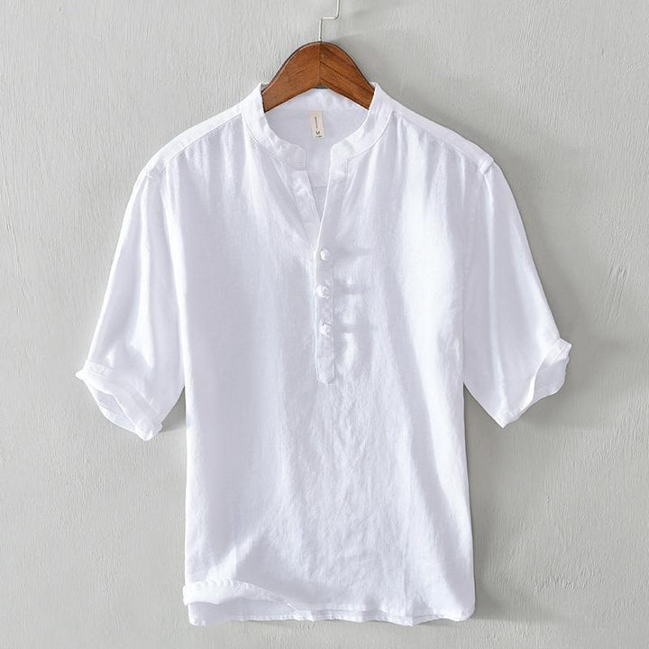Romeo Men's Linen Shirt – Grandad Collar Summer Essential