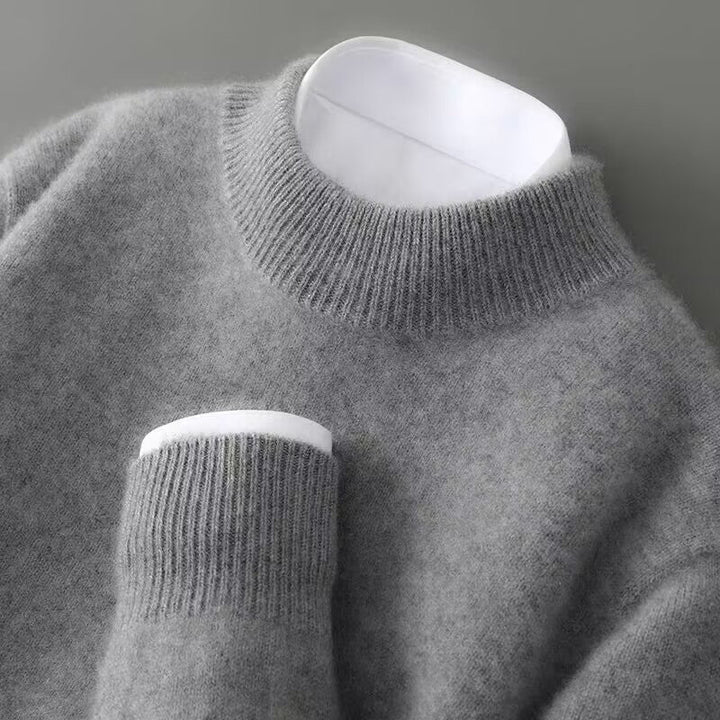 Men's Pure Cashmere Mock Neck Jumper – Soft Winter Layering – Grey