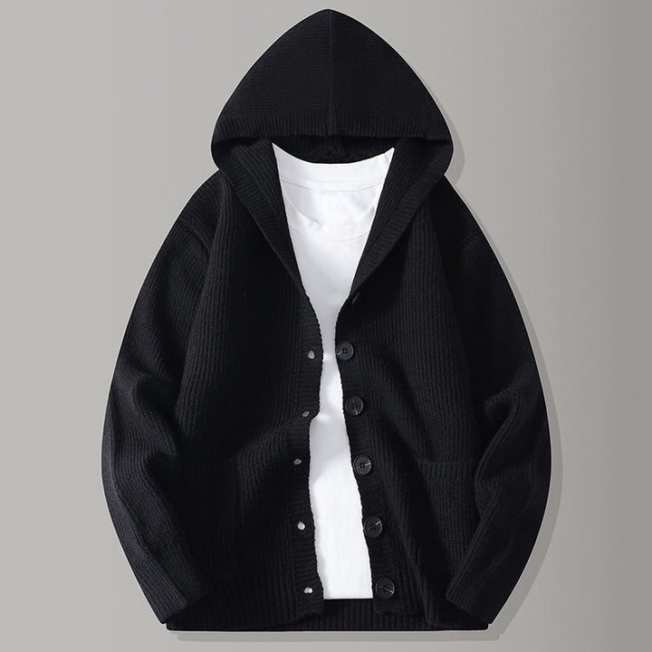 Men's Hooded Cardigan – Ribbed-Knit Button-Up Jumper – view 3