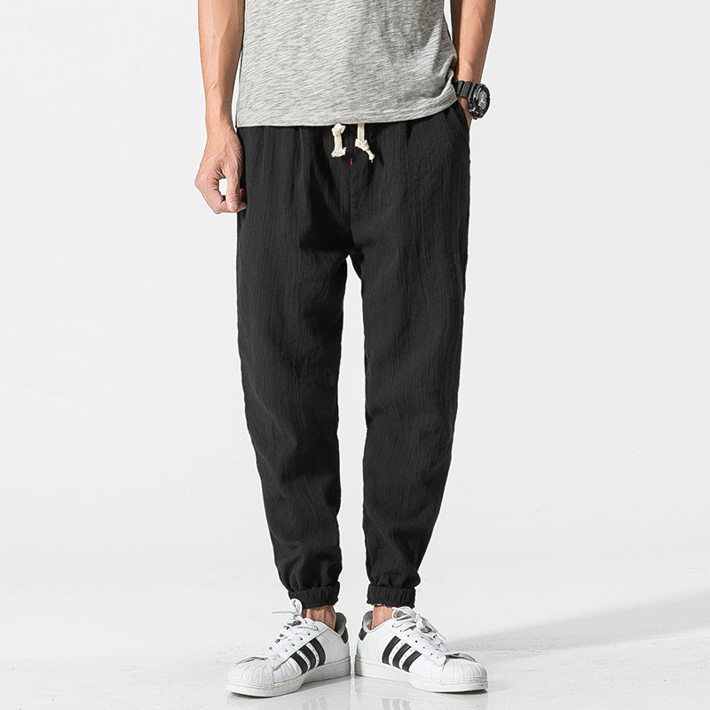 Men's Linen Blend Joggers – Lightweight Tapered Summer Trousers – view 8