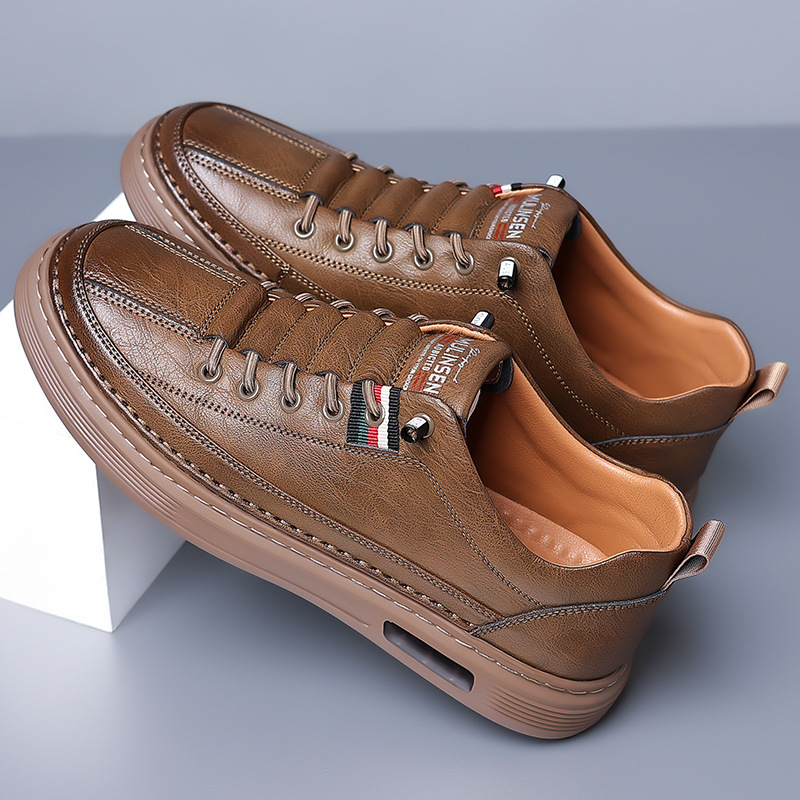 Men's Leather Trainers – Air-Cushioned Everyday Casual Shoes – view 2