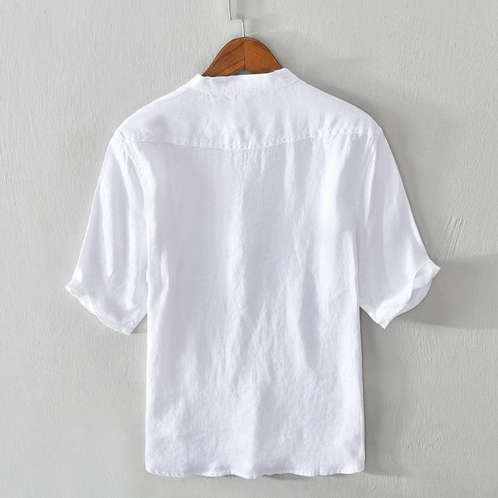 Romeo Men's Linen Shirt – Grandad Collar Summer Essential – view 4