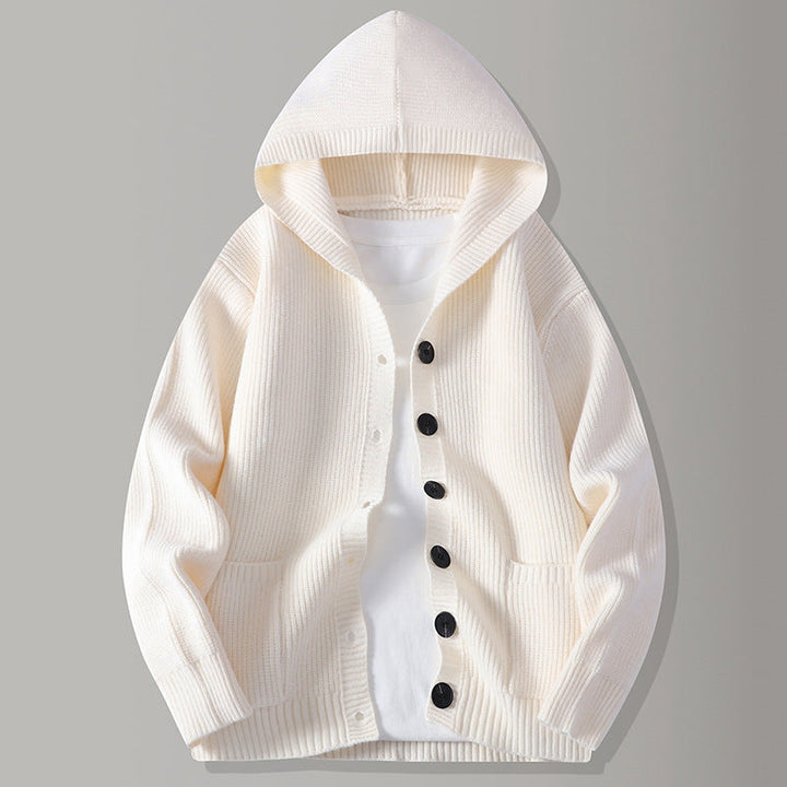 Men's Hooded Cardigan – Ribbed-Knit Button-Up Jumper – view 2