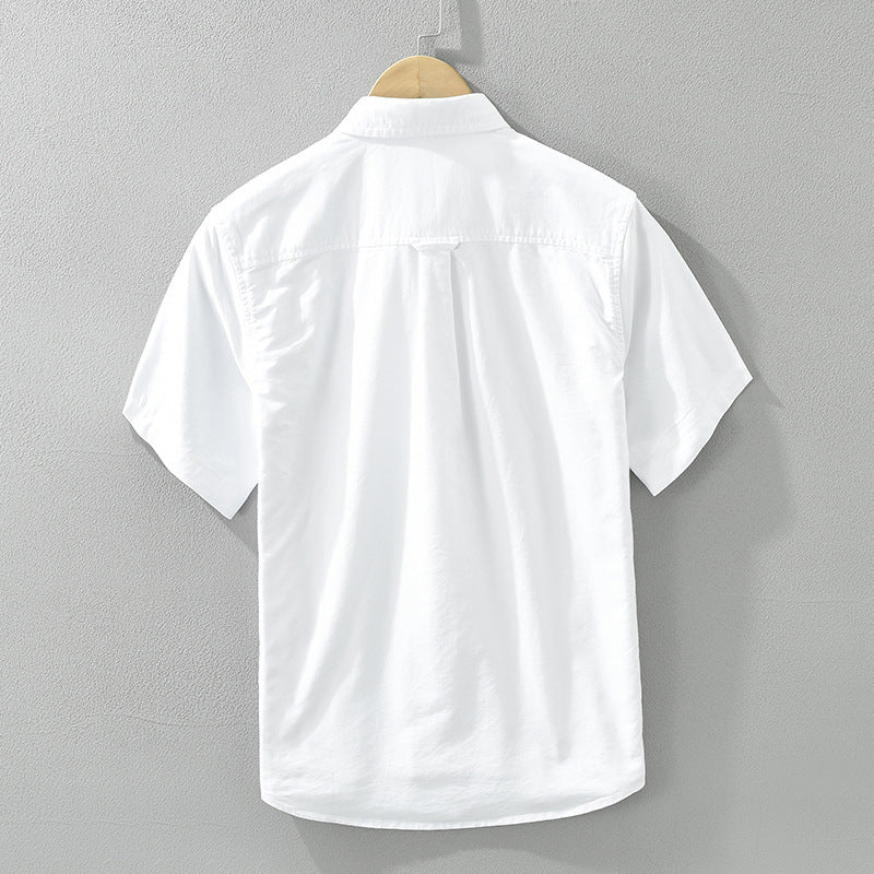 Men's Linen Short Sleeve Shirt – Striped Placket Summer Style – Black