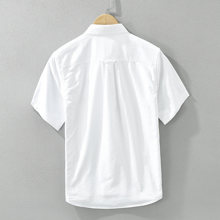 Men's Linen Short Sleeve Shirt – Striped Placket Summer Style – Black