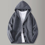 Men's Hooded Cardigan – Ribbed-Knit Button-Up Jumper
