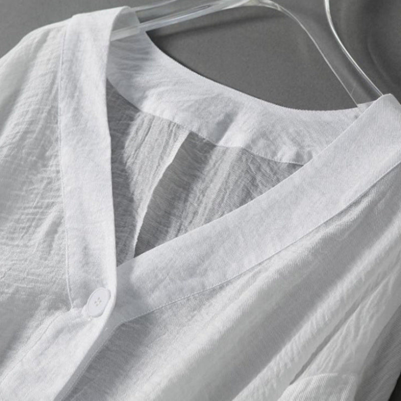 Women's Linen Batwing Blouse – Relaxed Button-Down Summer Top – view 3