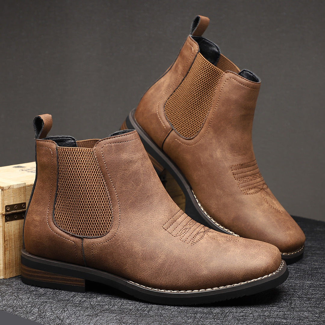 Men's Leather Chelsea Boots – Western Stitch – Stacked Sole – view 6