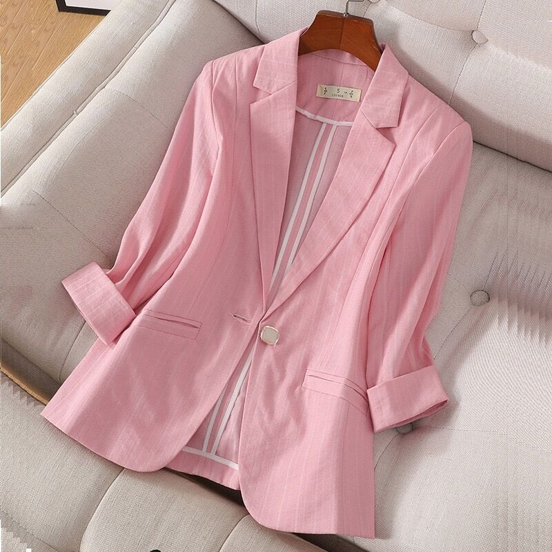Women's Linen Blazer – Single-Button Tailoring, Work to Weekend