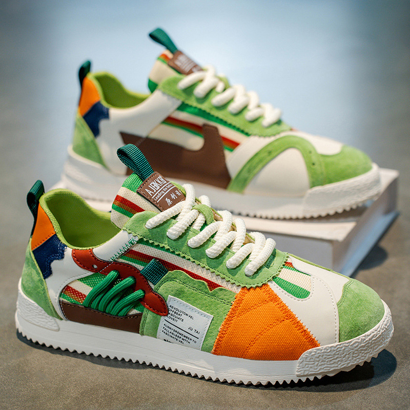 Men's Retro Sneakers – Colour-Block Suede Trainers – view 3
