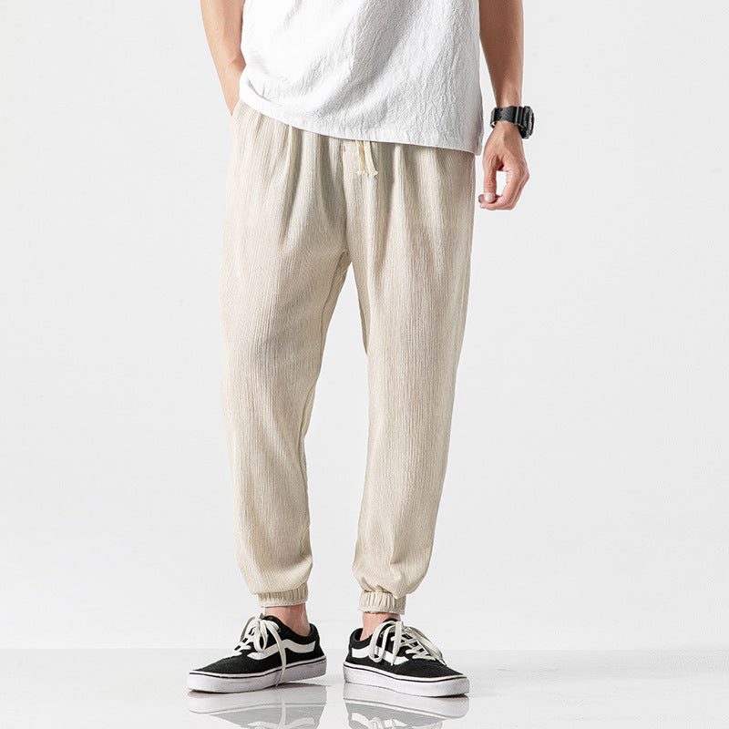 Men's Linen Blend Joggers – Lightweight Tapered Summer Trousers – view 5